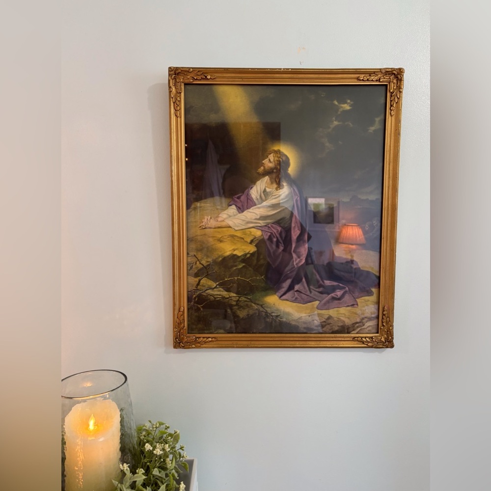 Antique Print Jesus Praying In Garden Of Gethsemane